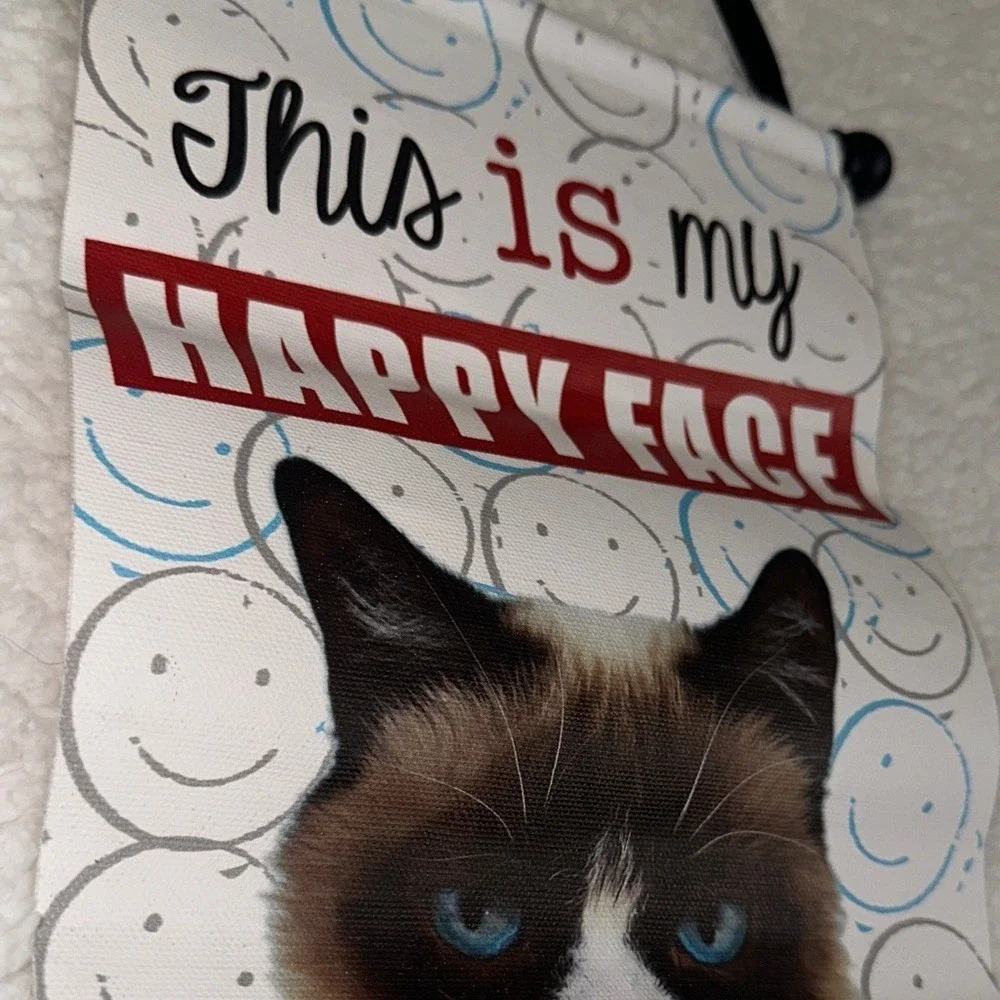 Ganz Grumpy Cat This Is My Happy Face Cotton Canvas Wall Hanging Banner HGC13305